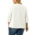 thumbnail image 3 of MODA NOVA Juniors' Plus Size Round Neck Ruffle Chiffon Blouse Top White 1X, 3 of 6