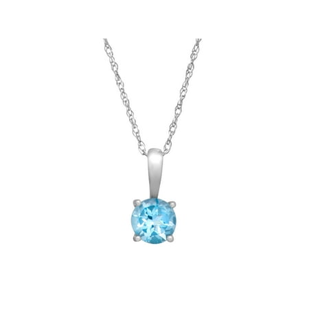 1/2 ct Natural Swiss Blue Topaz Pendant Necklace in 10kt White Gold, 16