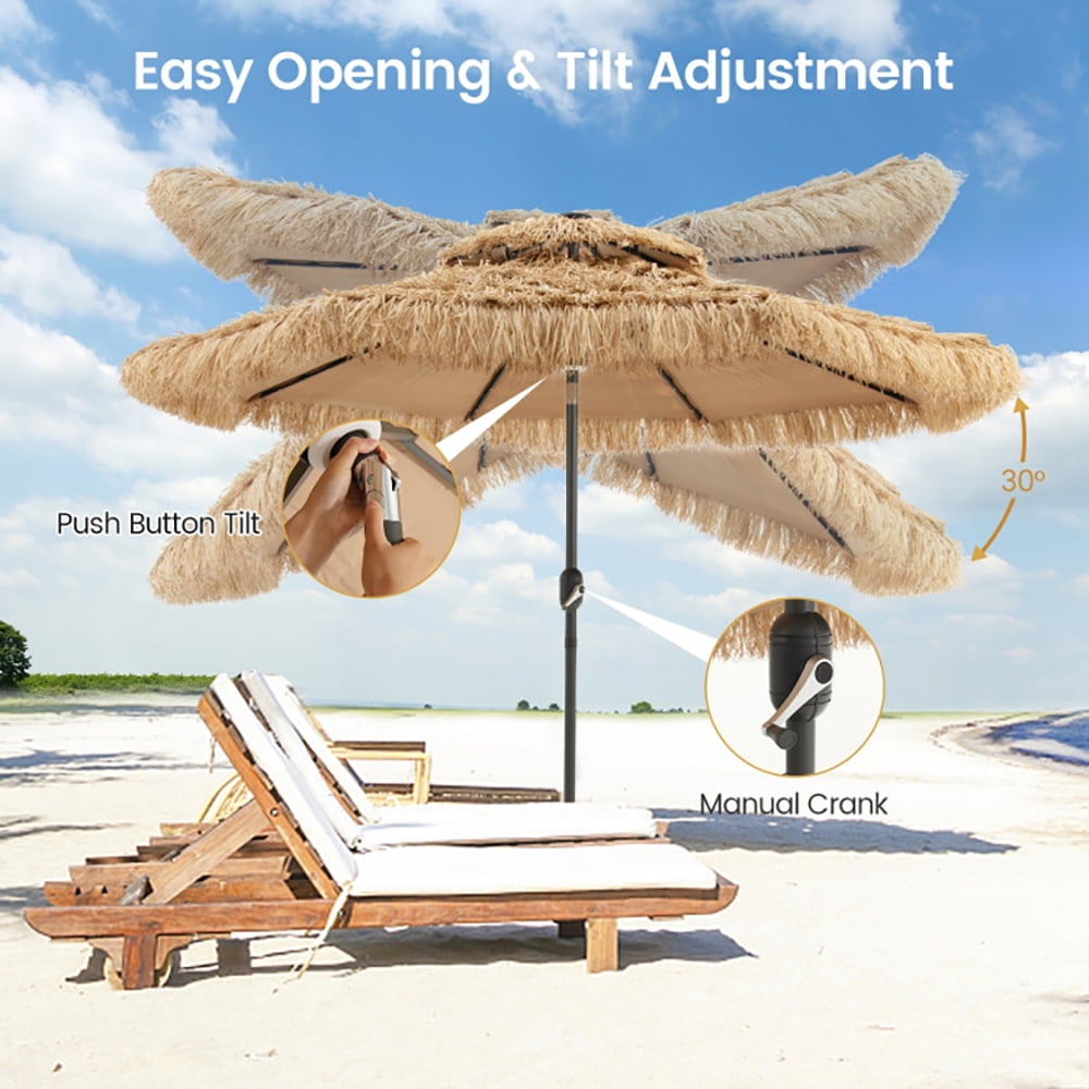 Aimee Lii 9 Feet Solar Powered Thatched Tiki Patio Umbrella with Led Lights, Table Umbrella Outdoor Patio Aimee Lii 9 Feet Solar Powered Thatched Tiki Patio Umbrella with Led Lights, Table Umbrella Outdoor Patio
