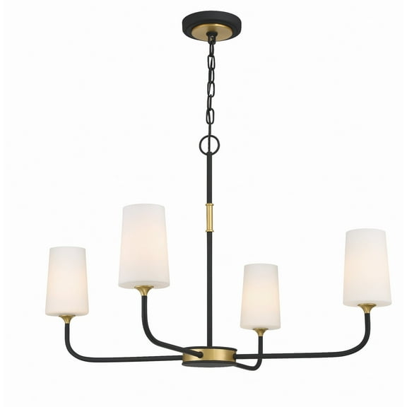 Crystorama Niles 4 Light Black Forged & Modern Gold Chandelier - 34"W x 22.25"H