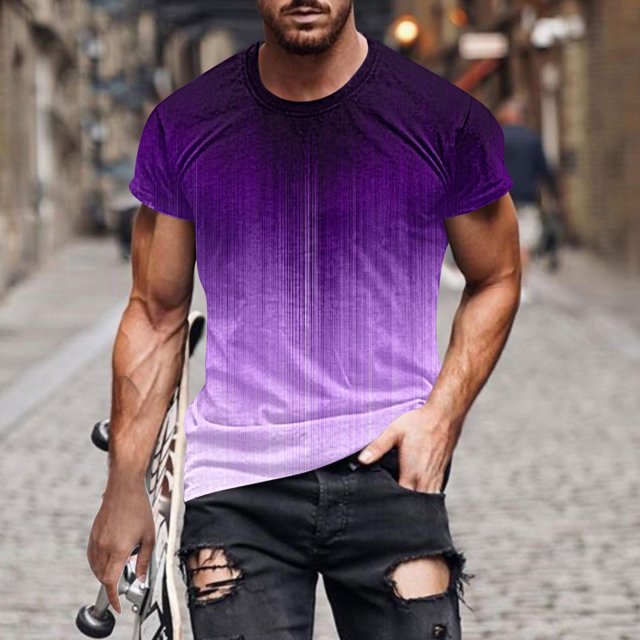 Qertyioot T-shirt à Manches Courtes Imprimé pour Hommes Col Rond Mode Décontractée Manches Courtes Liquidation