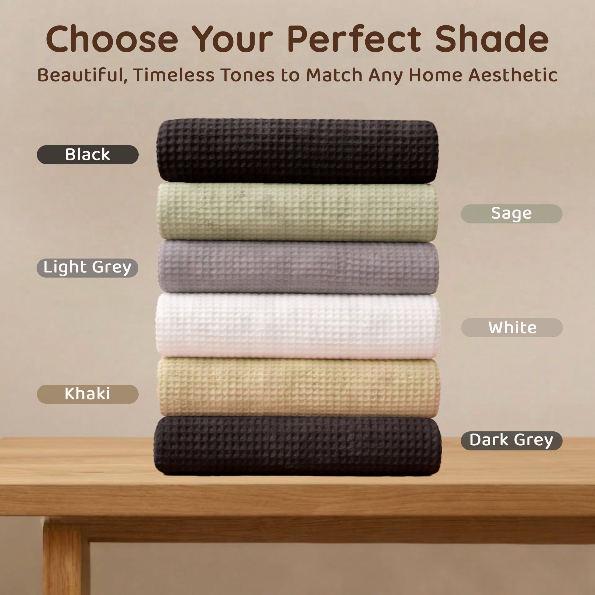 Loomsnest Ultra Soft Black Twin Waffle Blanket, 100% Cotton Blanket for Bed, Sofa & Couch, Waffle Weave All Season Throw for Hot Sleeper, Lightweight & Breathable, 60" x 90"