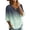 Mint Green, variant on Ombre Gradient V-Neck Henley Tunic for Women - 3/4 Puff Sleeve Button Down Boho Blouse, Lightweight Loose Fit Summer Top Light Blue S