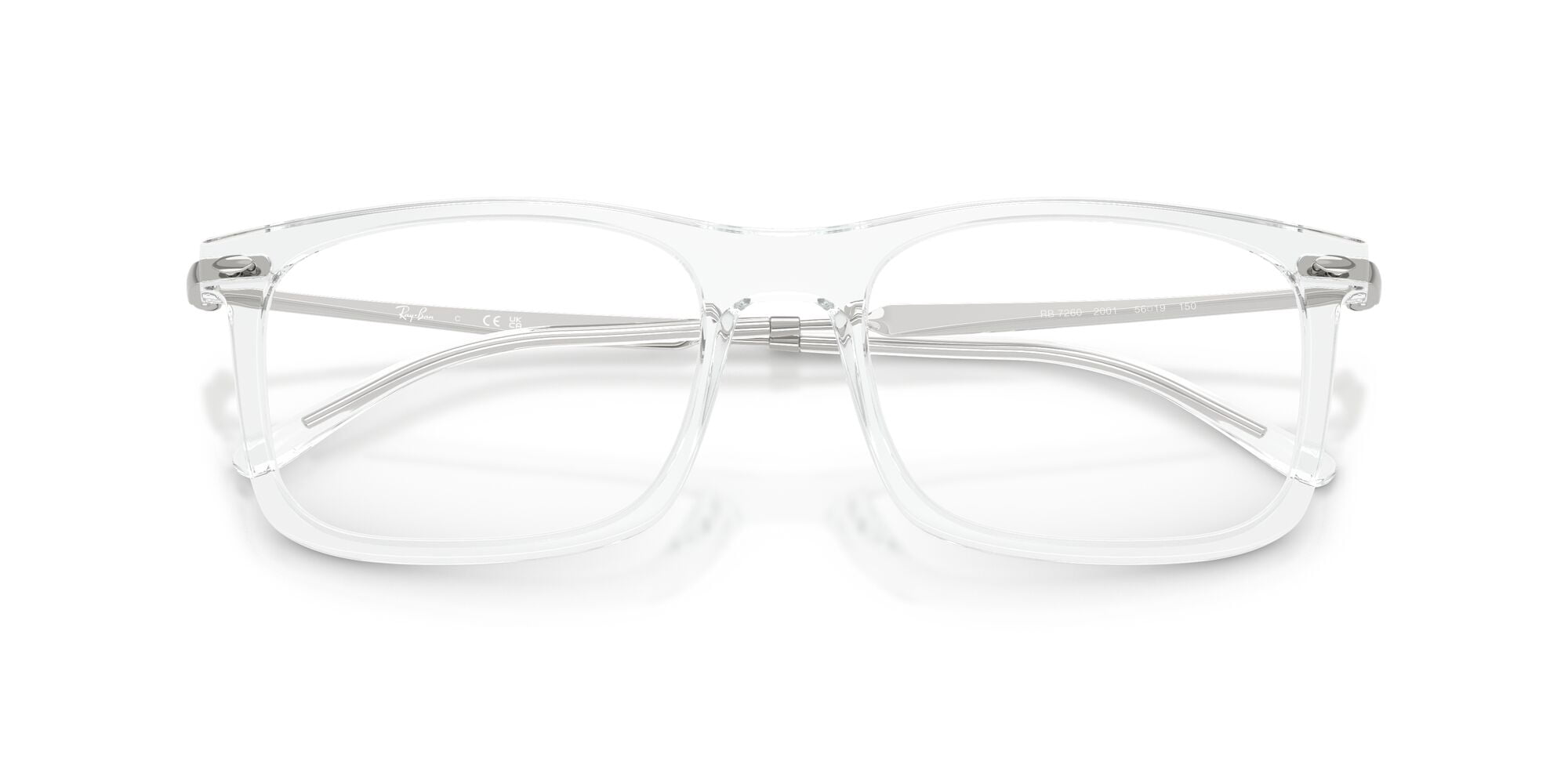 Ray-Ban Eye Glasses with Polished Transparent Nylon Frames and Demo Lens, Size 56