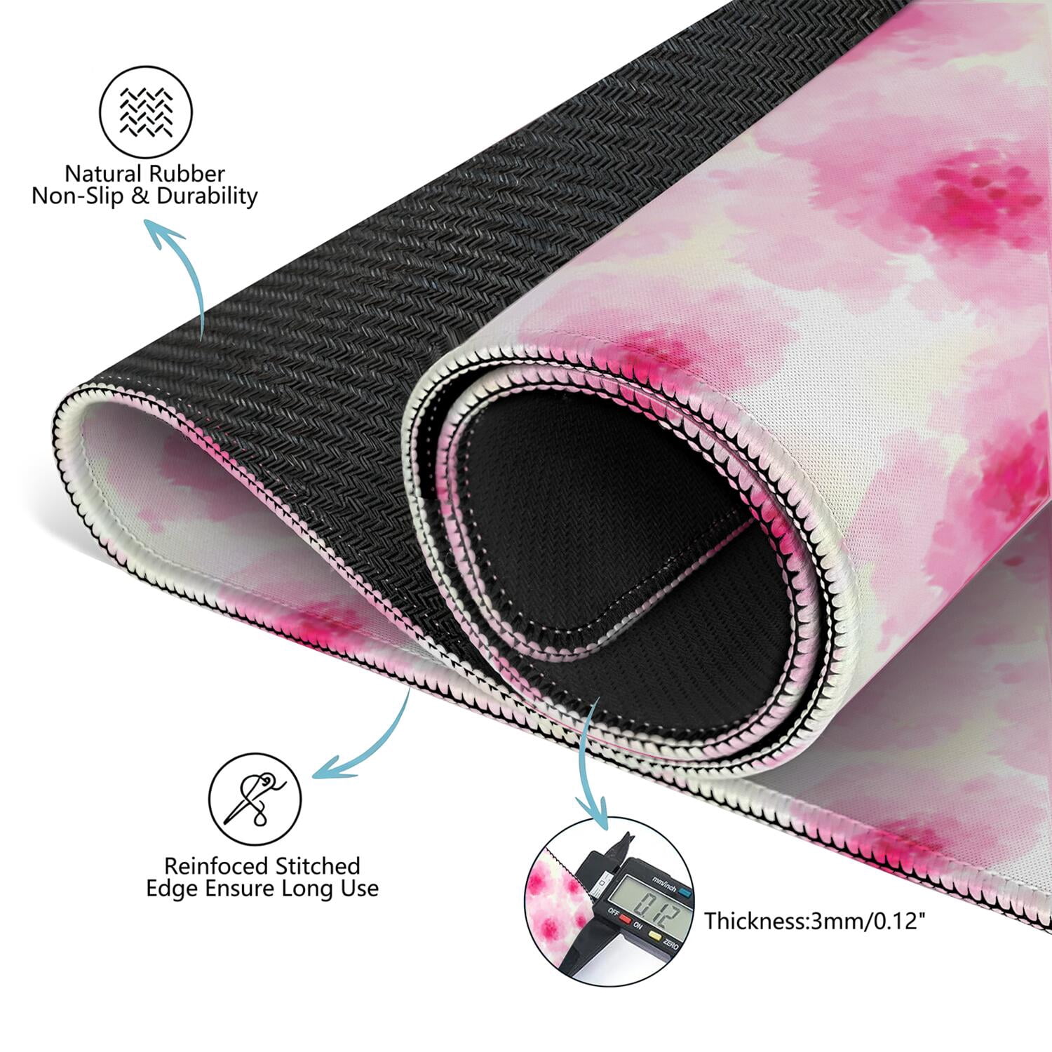 Floral Print Non-Slip Mat for Game Tables 31.5x31.5 Inches Rubber Surface Ideal for Mahjong and Various Card Game Activities