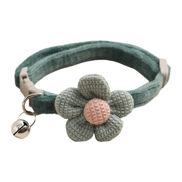 Collar para gatos con cascabel, ajustable, para mascotas, cascabeles y perros verde oscuro