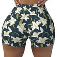 thumbnail image 2 of Lsque Lilies Flowers Pattern High Waisted Biker Shorts for Women-Tummy Control Fitness Athletic Workout Running Yoga Gym Shorts,Moisture-Wicking-Large, 2 of 9