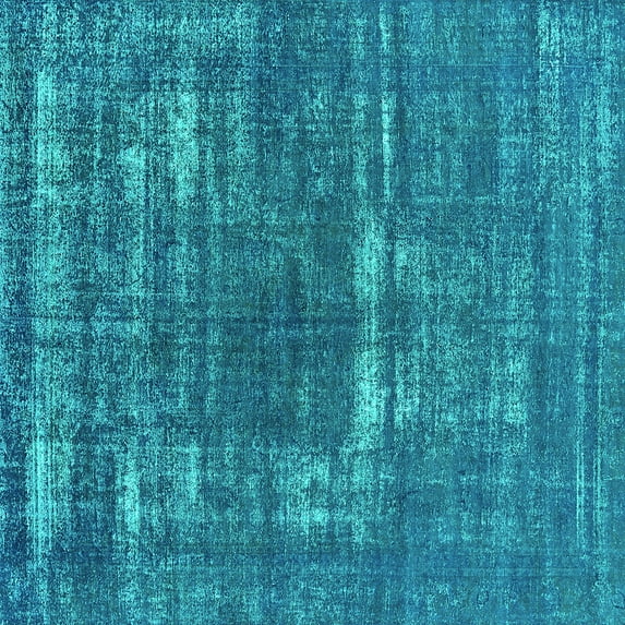 Ahgly Company Machine Washable Indoor Square Oriental Turquoise Blue Industrial Area Rugs, 4' Square
