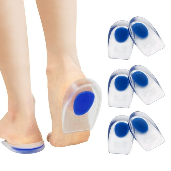 Pinkiou Heel Cups for Heel Pain, Gel Heel Cups Plantar Fasciitis Inserts, Heel Gel Pads for Bone Spur & Achilles Pain, Silicone Heel Cushions and Cups, Pad & Shock Absorbing Support (3 Pairs)