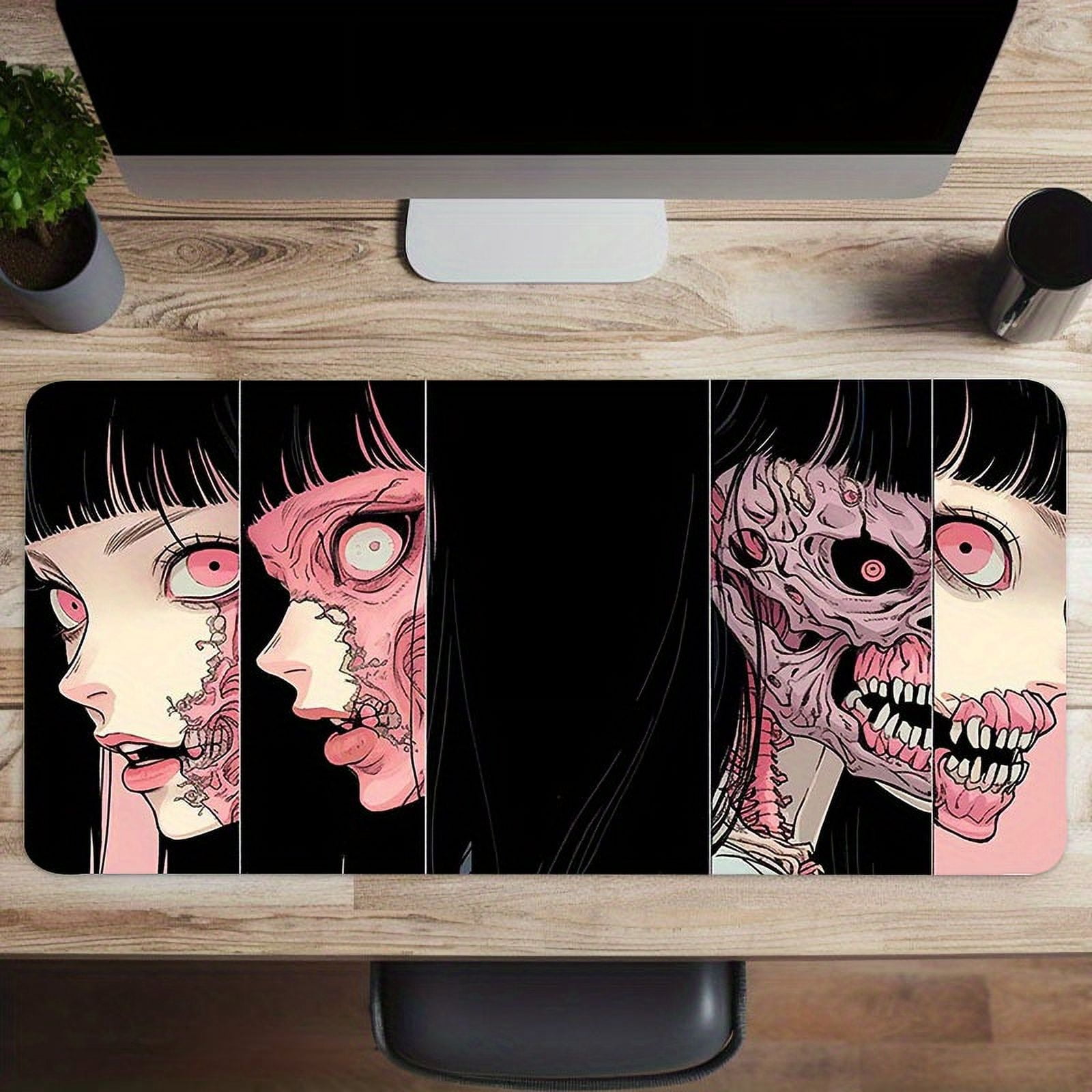 Anime Comic Face Large Gaming Mousepad Computer HD Keyboard Pad Mouse Mat Desk Mats Natural Rubber Anti-Slip Office Mouse Pad Desk Accessories