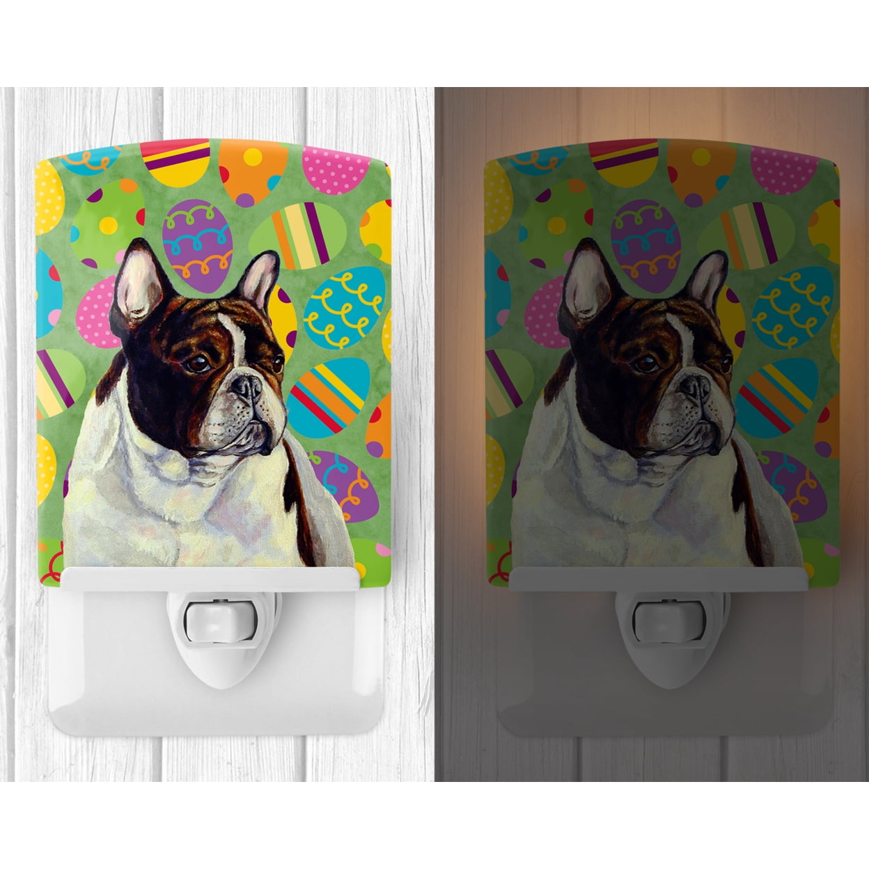 Caroline's Treasures LH9427CNL French Bulldog Easter Eggtravaganza Ceramic Night Light, 6x4x3", multicolor