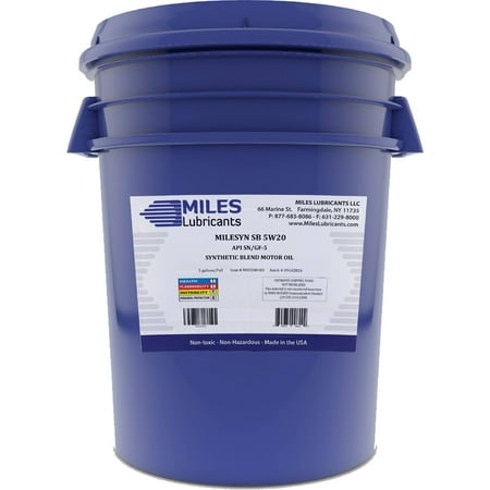 - (3 Pack) Milesyn SB 5W20 API GF-5/SN, Synthetic Blend Motor Oil, 5-Gallon Pail