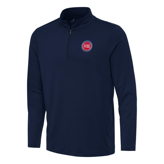 Men's Antigua Navy Detroit Pistons Reprocess Quarter-Zip Top