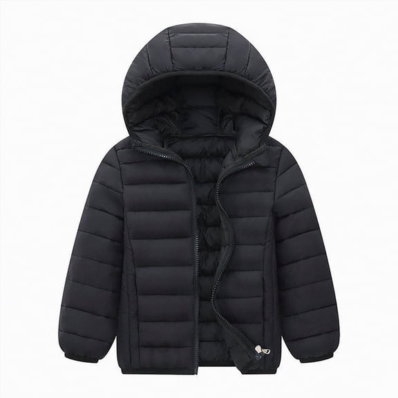 yuuuggc Winter Coat for Boys,Lightweight and Packable,Autumn and Winter Coat, Warm and Comfy(Black,11-12 Years)