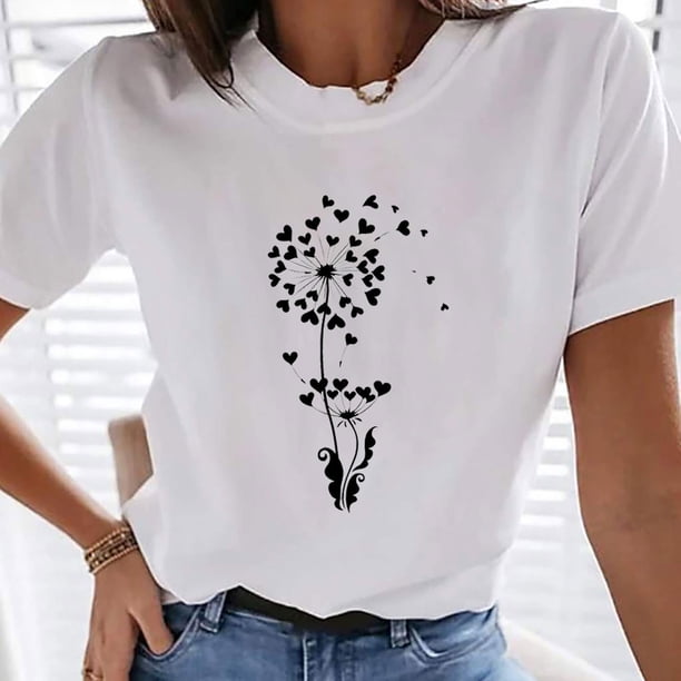 Puntoco Blusa de manga corta informal con estampado vintage de verano para mujer Puntoco Puntoco-5609