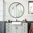thumbnail image 5 of WallBeyond 24 inch Gray Wood Frame Round Bathroom Vanity Mirror, Home Decor Wall Mirror, 5 of 7
