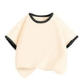 thumbnail image 2 of Spazoro Girls T-Shirts Tee, Crew Neck 100%Cotton Solid Color Short Sleeve Casual Tops for Kids Black Size 6, 2 of 5