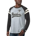 thumbnail image 4 of Men's Starter Silver/Black Las Vegas Raiders Throwback League Raglan Long Sleeve Tri-Blend T-Shirt, 4 of 4