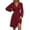 Wine, variant on Women's Dress Long Sleeve V-Neck Solid Color Pleated Lantern Sleeve Versatile Midi Dress for Spring Fall Casual Office,Black,L