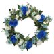 thumbnail image 3 of Corona de crisantemo de rosa artificial de estilo europeo decoración de puerta dintel de puerta decoración de pared colgante arreglo floral para el hogar de boda - azul (diámetro e, 3 of 12