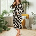 thumbnail image 3 of Xoenoiee Zebra Stripe Print Zipper Robes for Women Long Sleeves Housecoat Soft Nightgowns Sleepwear Comfy House Dresses with Pockets, 3XL, 3 of 7