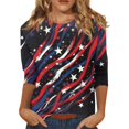 thumbnail image 4 of Women's Long Sleeve T-shirt Plus Size 4Th Of July Tops For Women 3/4 Sleeve Spring And Patriotic Top Women Neck Festival Blouses Clothes,Red Women's Long sleeve T-shirt XXL, 4 of 7