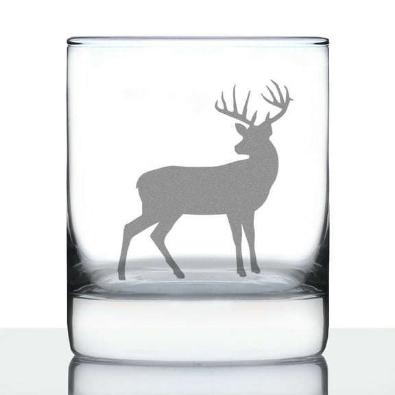 Bevvee Whiskey Rocks Glass 10.25 oz Deer Silhouette Gifts for Outdoorsy Whiskey Enthusiasts Glassware & Drinkware