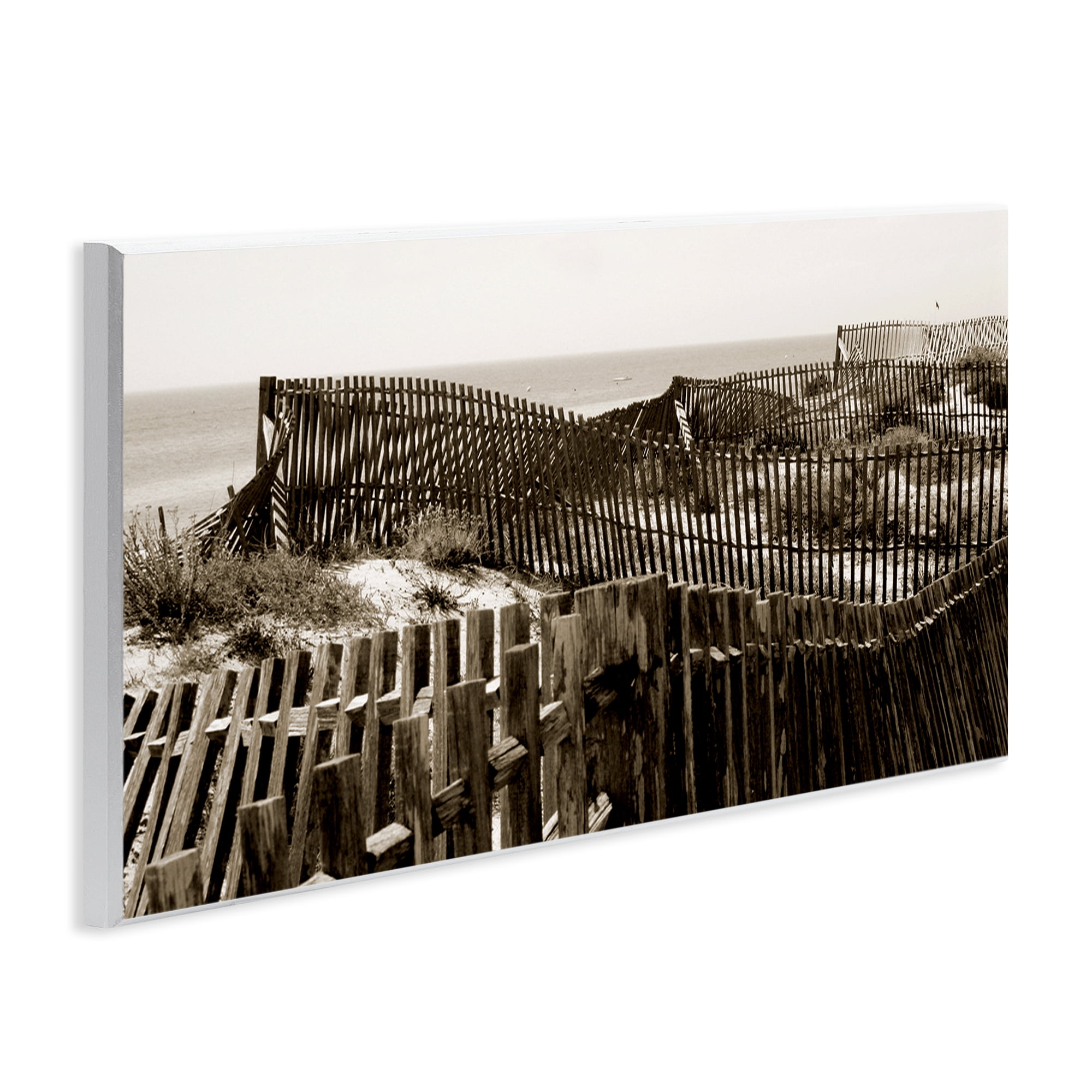 Stupell Industries Winding Beach Fence Landscape & Nature Photography Unframed Art Print Wall Art, 17 x 7
