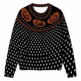 thumbnail image 2 of Women's Halloween Pumpkin Open Front Cardigan Button Kint Sweater, Loose Long Sleeve Sweater for Fall Halloween Daily Outfits(Black,XXXXL), 2 of 5