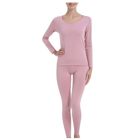 

KDDYLITQ Pajama Set for Women s 2 Piece PJ Sets Long Sleeve Soft Loungewear Sleepwear Top and Pant Pink M