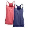 thumbnail image 2 of Women Tank Tops Summmer Sleeveless Tops Shirt 2PC Women's Solid Sexy Sleeveless Round Neck Camisoles Hollow Out Tube Pleated Blouse Beach Vacation Clothes for Women S-2XL, 2 of 7