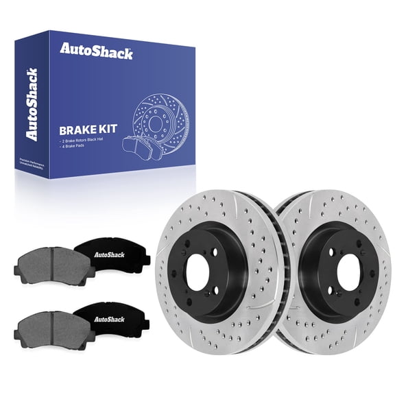AutoShack Front Brake Rotors & Premium Pads for Acura, TL 2009-2014, AWD FWD V6 3.5L 3.7L - E-Coated Drilled & Slotted - ShadowGuard - 12.59" (319.8 mm), 5-Lug