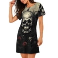 thumbnail image 2 of Sikiie Vintage Winged Rose Skull Print Women's Short-sleeved Nightdress, Round Neck Pullover Nightdress Pajamas Summer Home Wear, 2 of 6