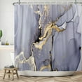 thumbnail image 2 of Abstract Marble Shower Curtain Gold & Purple Marble Texture Luxurious and Durable Polyester Waterproof and Easy to Clean Perfect for a Modern Bathroom Makeover Includes Hooks (72"x72), 2 of 6