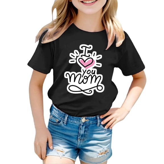 Hiijoy Toddler Girls Mother's Day Graphic T-Shirt Summer Short Sleeve T Shirt, Sizes 1-9