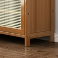 thumbnail image 3 of Colourtree Bamboo Shoe Cabinet Modern Entryway Shoe Storage Organizer with Rattan Doors Flip Shoe Rack Premium Storage for Hallway Bathroom Kitchen (5 Tiers, 27.5" Brown), 3 of 9