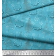 thumbnail image 2 of Soimoi Blue Cotton Voile Fabric Snowflake & Tree Christmas Printed Craft Fabric by the Yard 42 Inch Wide, 2 of 3