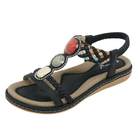 

Summer Flat Sandals for Women Ladies Bohemian Sandal Comfort Open Toe Casual Sandals Clip Toe Beach Sandals Shoes Slingback Slip on Casual Holiday Vacation Walking Shoes
