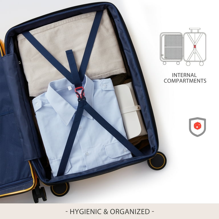 VERAGE Freeland Carry On Luggage with X-Large Spinner Wheels, Expandable Hardside Travel Suitcase, TSA Approved (20-Inch, Yellow) - Walmart.com VERAGE Freeland Carry On Luggage with X-Large Spinner Wheels, Expandable Hardside Travel Suitcase, TSA Approved (20-Inch, Yellow) - Walmart.com