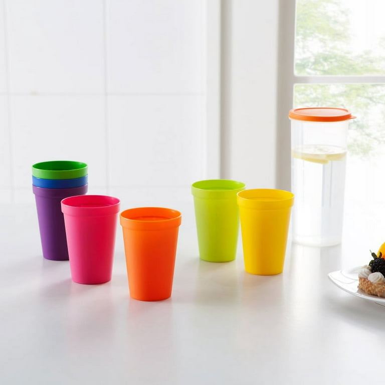 8 Plastic Cup with Built in Straw Sip Dishwasher Safe Assorted Colors Drink  Kids, 1 - Food 4 Less