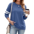 thumbnail image 2 of MOSHU Crewneck Sweatshirts for Women Striped Long Sleeve Shirts Fashion Fall Womens Sweatshirts Casual Fall Pullover Tops, 2 of 9