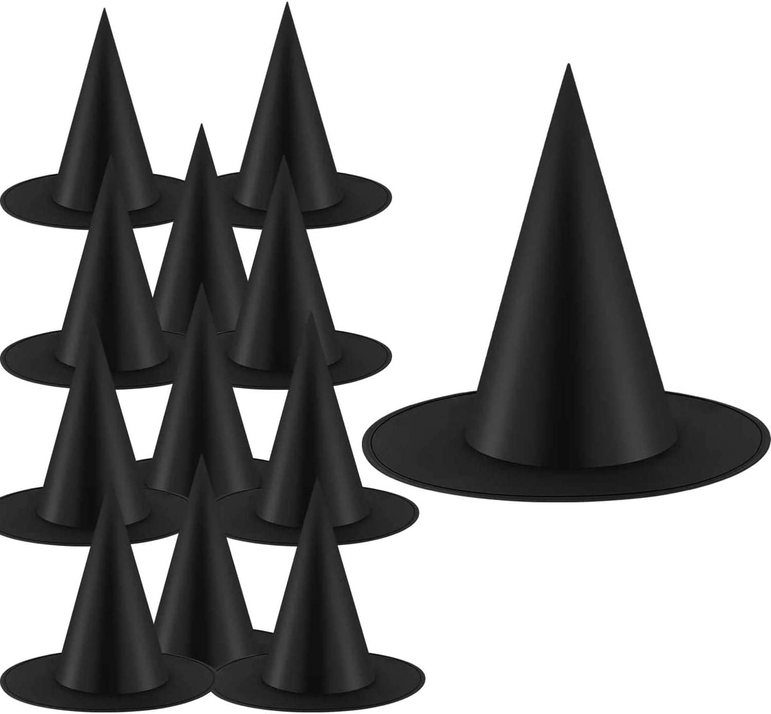 12 Pcs Halloween Black Witch Hat Halloween Costume Accessory Halloween Cosplay Favors with Hanging Rope for Halloween Party Decorations 