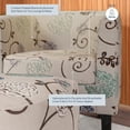 thumbnail image 4 of BELLEZE Accent Chair with Ottoman Set of 2, Curved Back Living Room Chair, Stylish Barrel Club Chair and Footrest Set, Upholstered Round Tub Reading Chair for Bedroom - Lydia (Floral Beige/Linen), 4 of 7