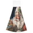 thumbnail image 2 of Wobogo Santa Claus Hand Towel Set of 2 Absorbent for Kitchen and Bathroom With Velcro Hanging Loop 18.2×14in, 2 of 7