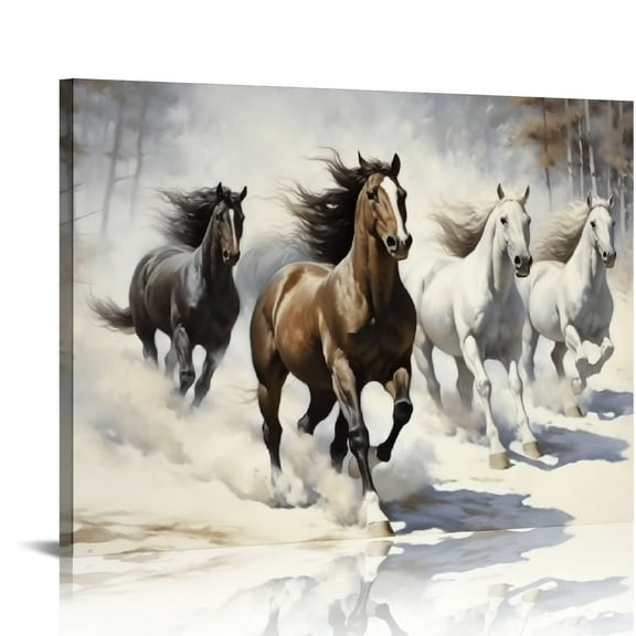 COMIO Wild Horse Portrait Brown Animal Watercolor Painting Canvas Poster Wall Art Decor Print Picture Paintings for Living Room Bedroom Decoration 20x16 inch