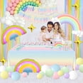 thumbnail image 4 of Pastel Rainbow Birthday Party Supplies, Includes Happy Birthday Banner, Tablecloth, Plates, Napkins, Cups, Knives, Forks, Spoons, Straws, Balloons for Girls Birthday Party Decorations, Serves 20, 4 of 6