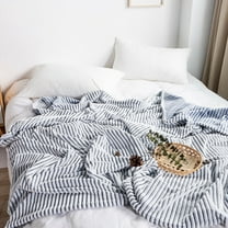 LuxeLiving Soft Thick Flock Blanket, Nap Blanket, Beds Sofas Use, Ultimate Comfort, Striped Design, Warmth, Winter Bedding, Stylish Home Decor