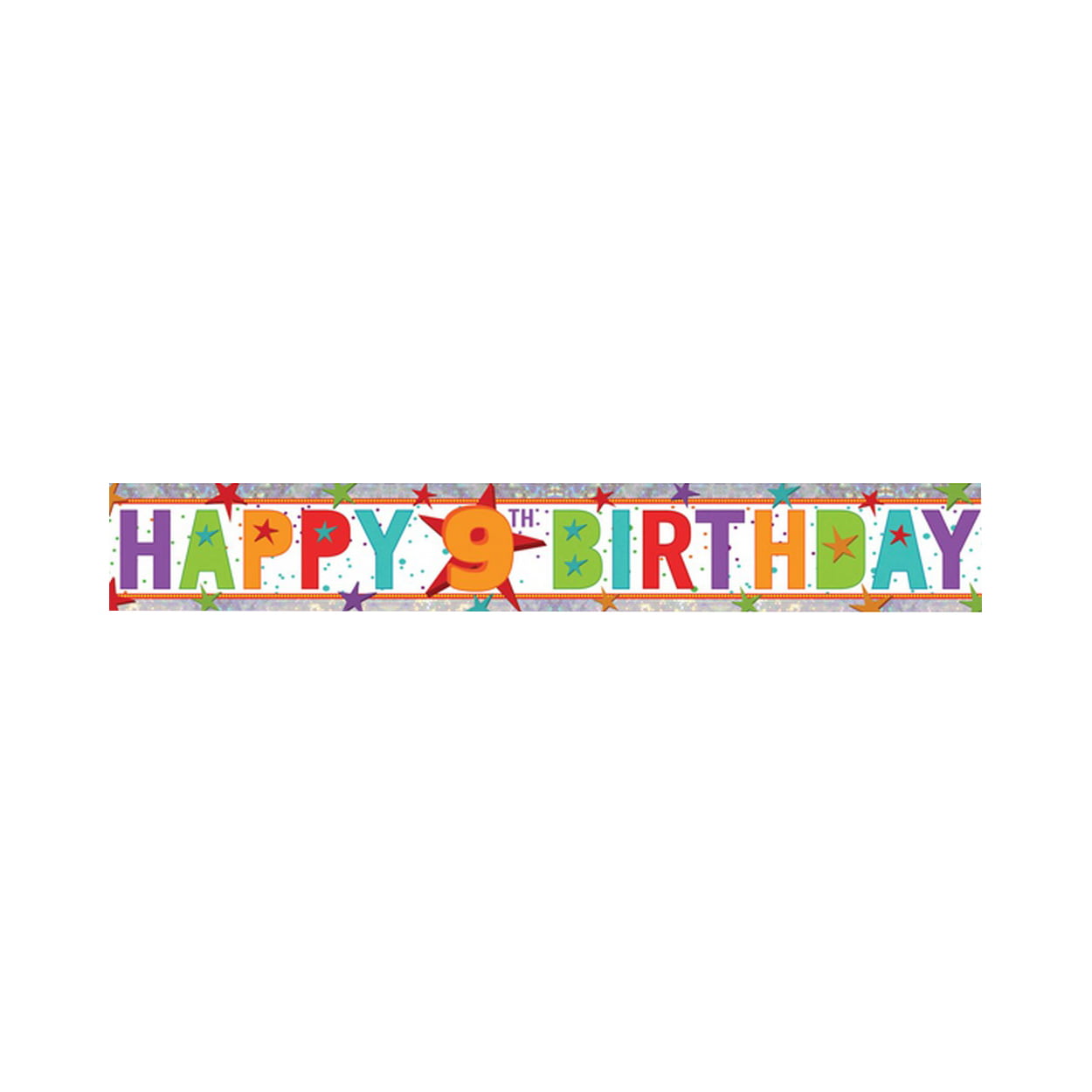 Boys Blue Holographic Happy 9th Birthday Banner Party Decoration Age 9 