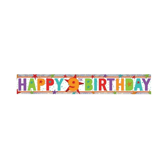 Amscan 9th Birthday Holographic Foil Banner