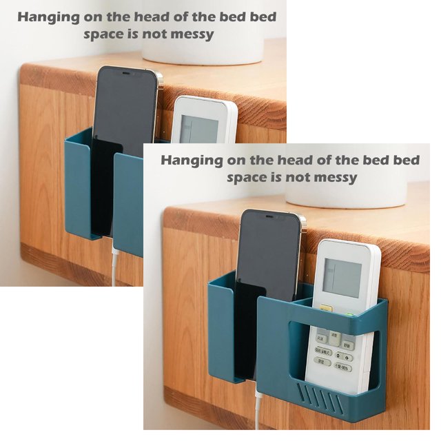 Oleegame 2PC Spoon And Lid Rest Wall-mounted 2-in-1 Mobile Phone Charging Stand Multifountion Storage Holder Bracket Blue